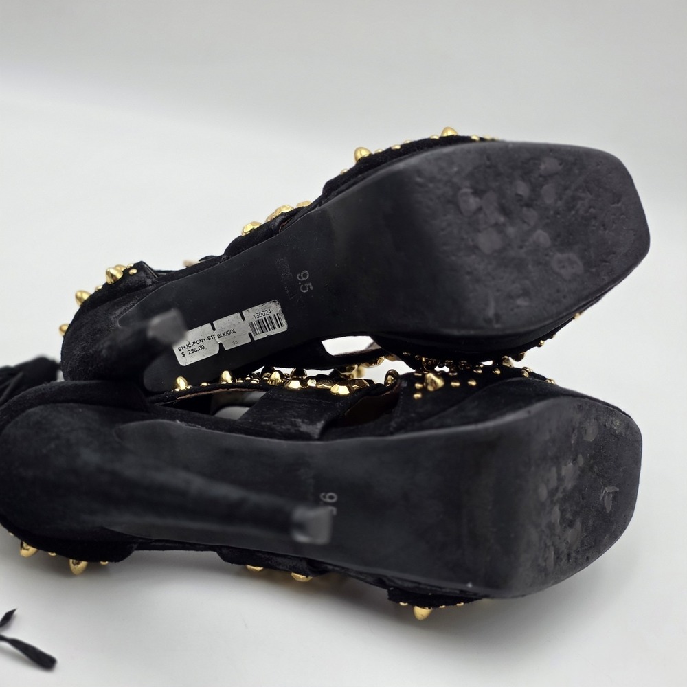 Jeffrey Campbell Pony Tail Heel Black Suede With Gold Studs Women's Size 9.5 - Picture 10 of 11